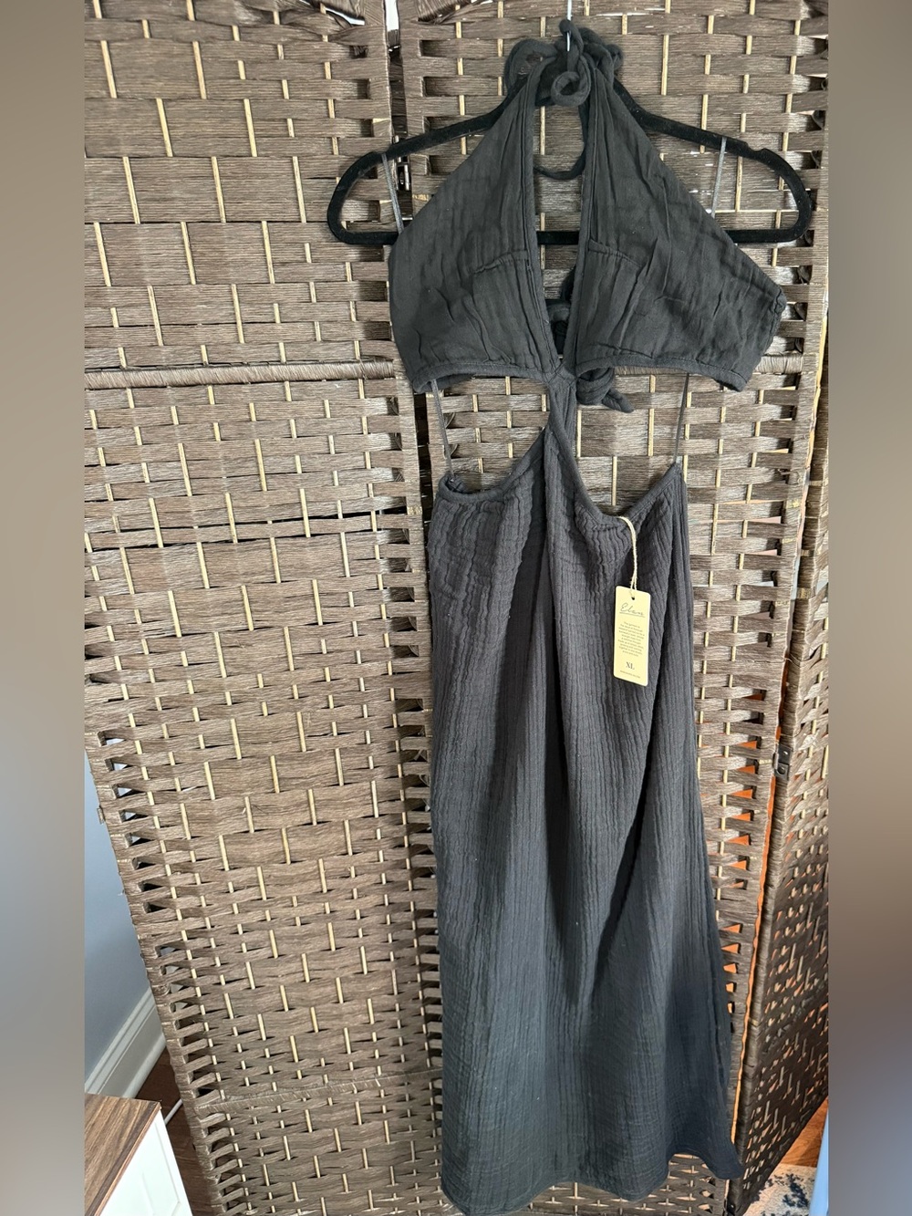 *NEW*Sz XL* Elan* Goddess Cut-Out Halter Maxi Dress
